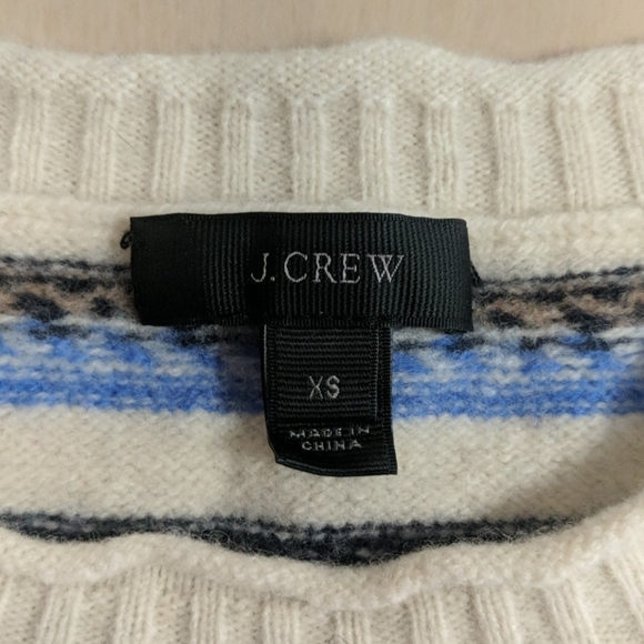 J Crew | Blue Wool Striped Fair Isle Sweater - Picture 10 of 12